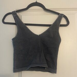 Gray Ribbed Women's Top